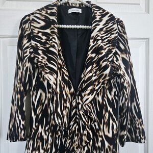 Calvin Klein - animal print ruffled waterfall jacket